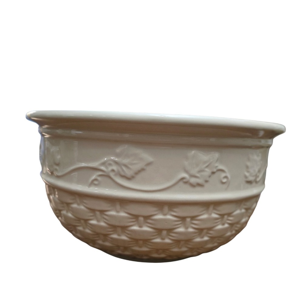 Home & Garden Party Celebrating Home Basket Weave Cream Mixing Bowl Stoneware